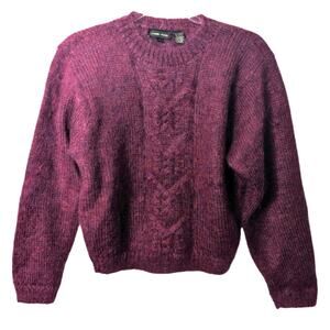 Vintage 80's Jeanne Pierre Pink Mohair Blend Cropped Sweater Fuzzy